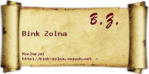 Bink Zolna névjegykártya